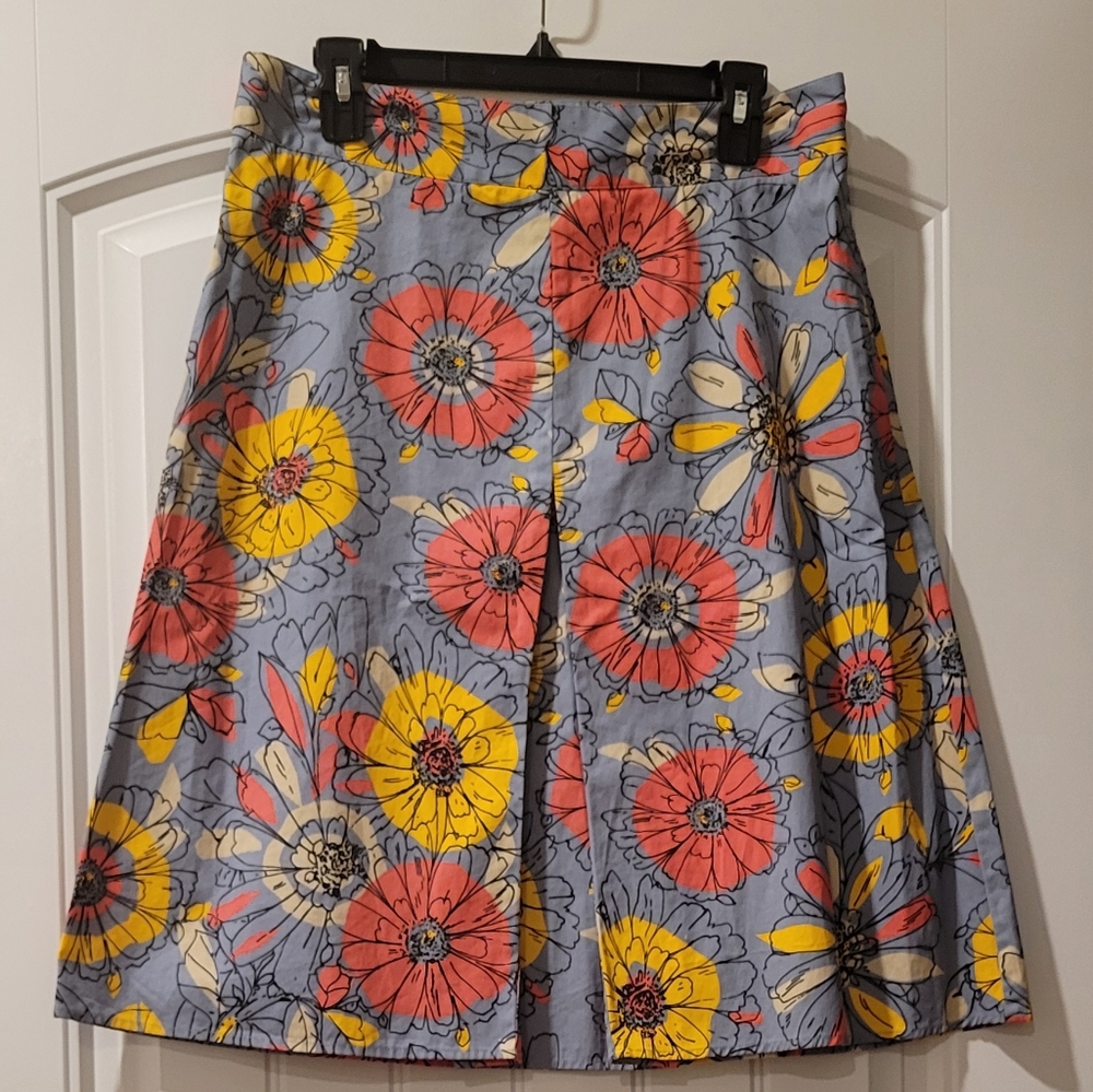 Merona 100% cotton floral a-line midi skirt 8